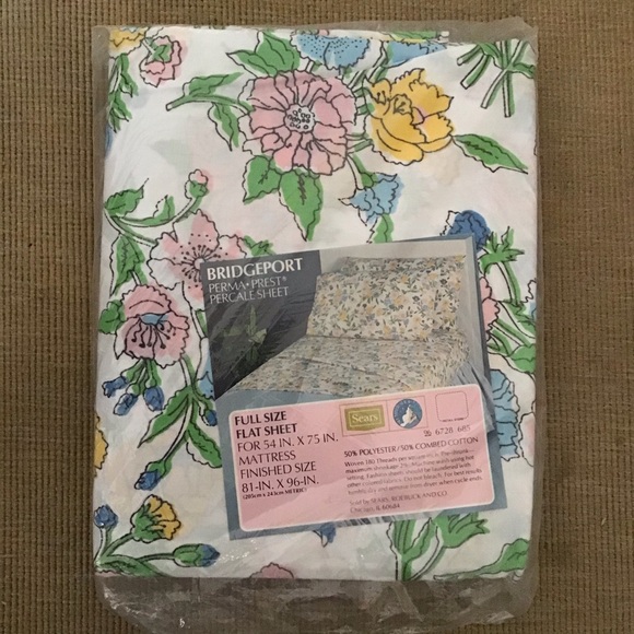 Sears Bedding New Vintage Full Sized Flat Sheet In Bridgeport Floral Print Poshmark
